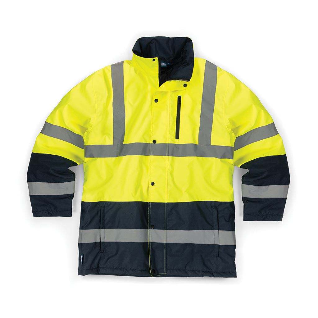 Tough Grit Hi-Vis 2-Tone Waterproof Jacket Yellow/Navy - S
