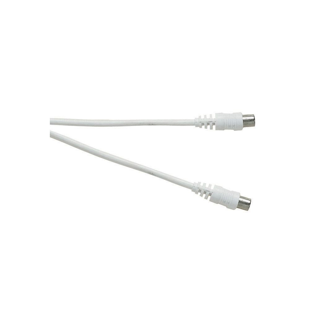 Standard Coaxial Plug to Coaxial Plug TV and Video Lead White