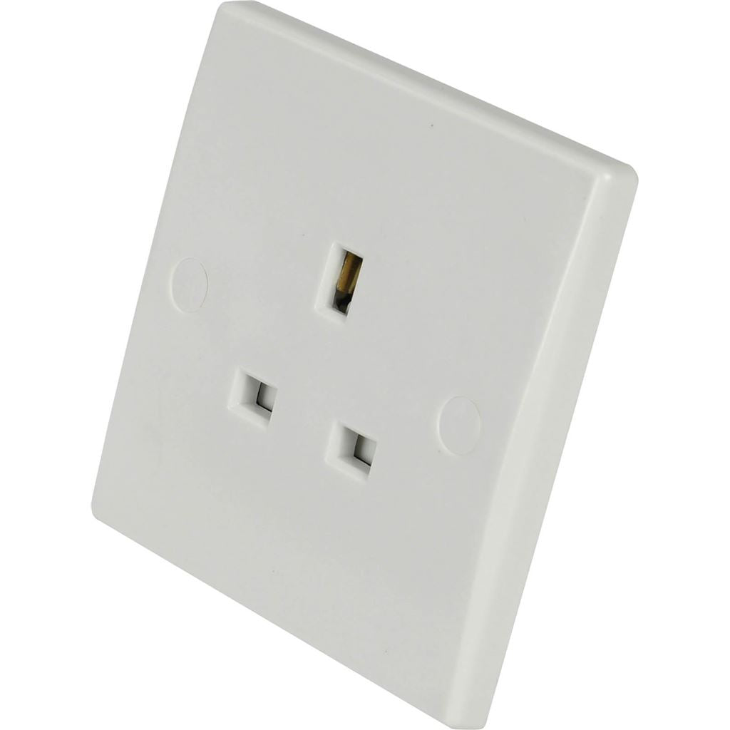 1 Gang Unswitched Socket Curved Edge 13A