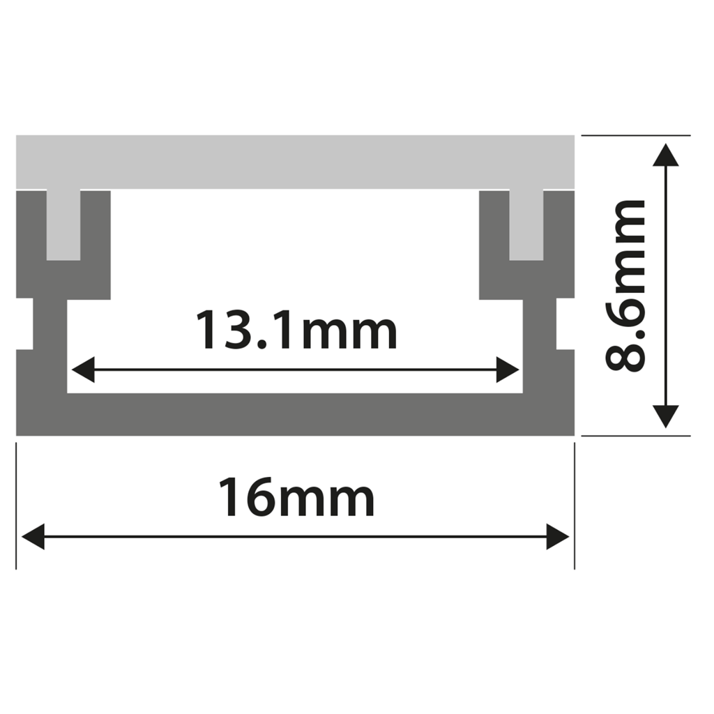 Waterproof LED Tape Profile - Short - Aluminium 1m - AL1-WS1610