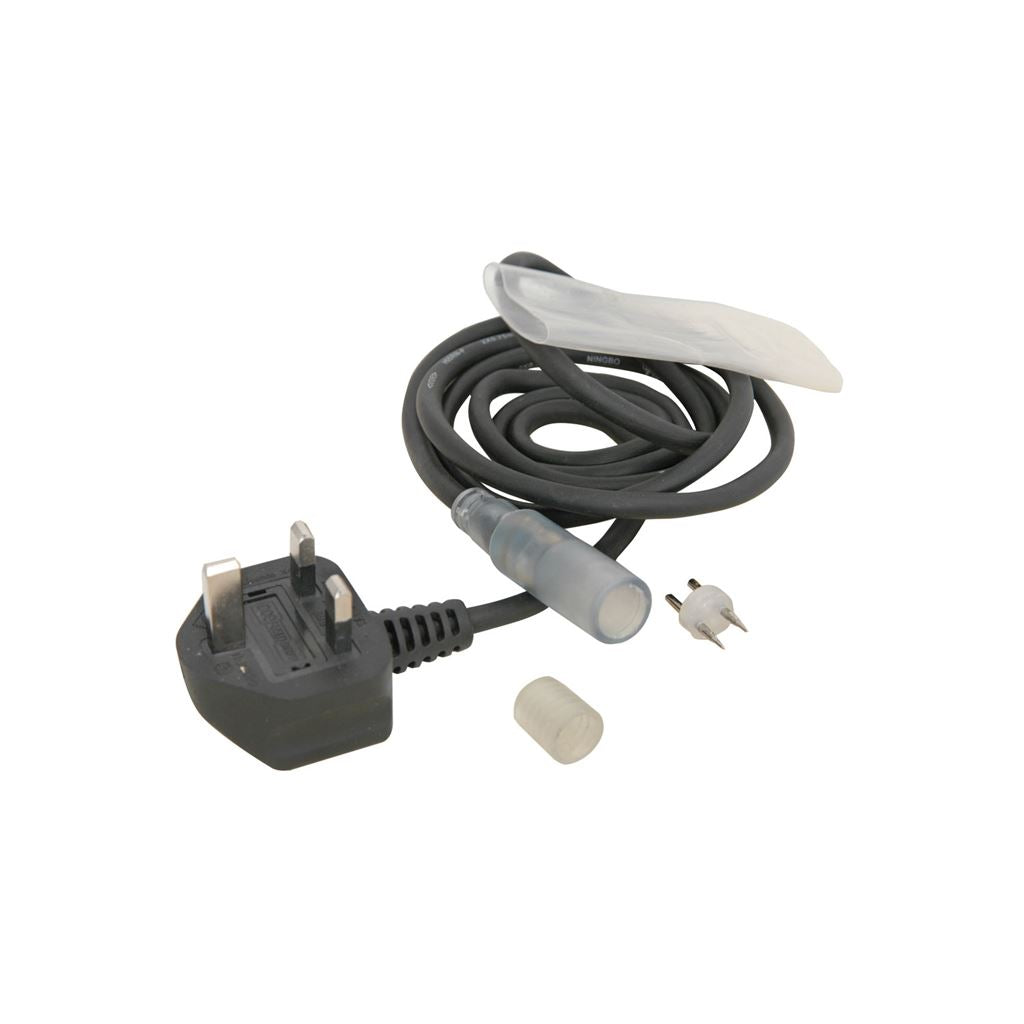 230V Rope Light Power Cable - with plastic sleeve and end cap (UK version)
