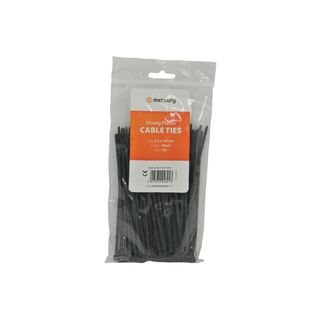 Cable Ties - 100Pcs - CTB361400 3.6 x 140mm, black bag of