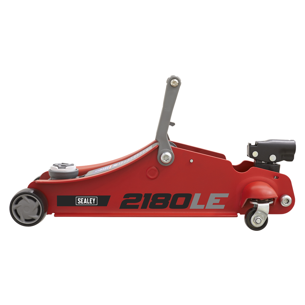 180&#176; Handle Trolley Jack 2 Tonne Low Profile Short Chassis - Red