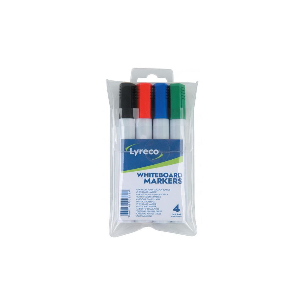 Bullet Tip Whiteboard Markers - Assorted - Wallet of 4