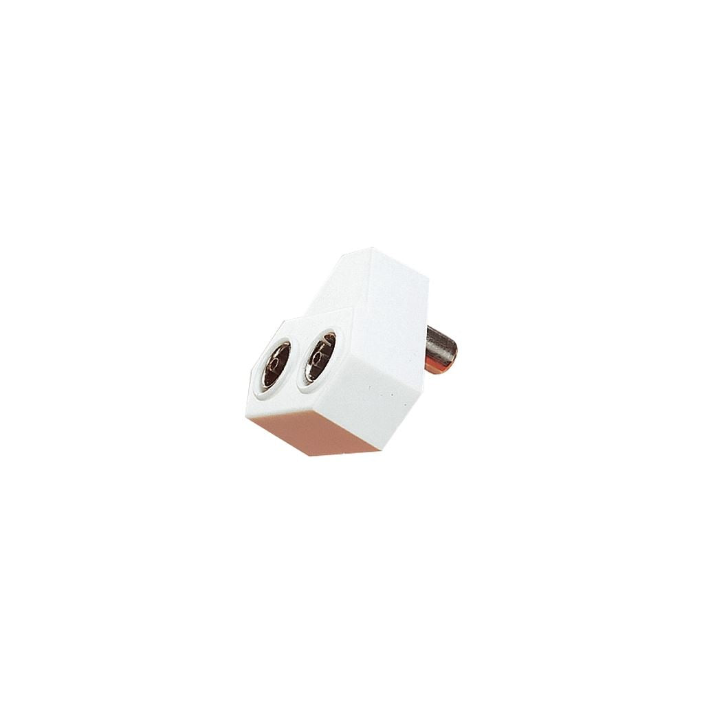 Right Angled Coaxial Y Splitter with Line Socket to 2x Line Plugs