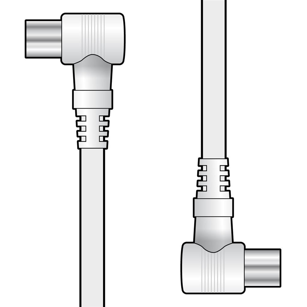 Coaxial Right Angle Plug to Plug Leads - plugs 0.5m