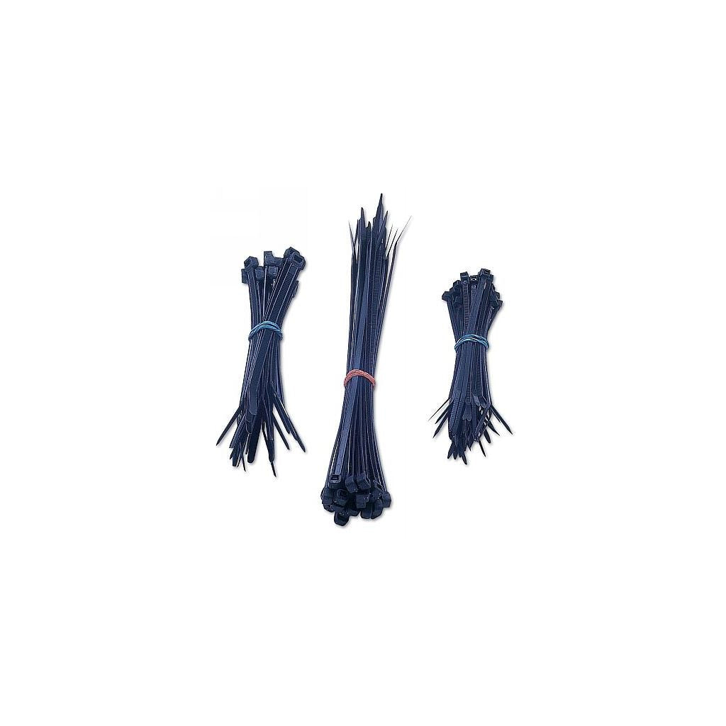 Cable Ties - Standard - Black - 3 Assorted Sizes - Pack Of 75