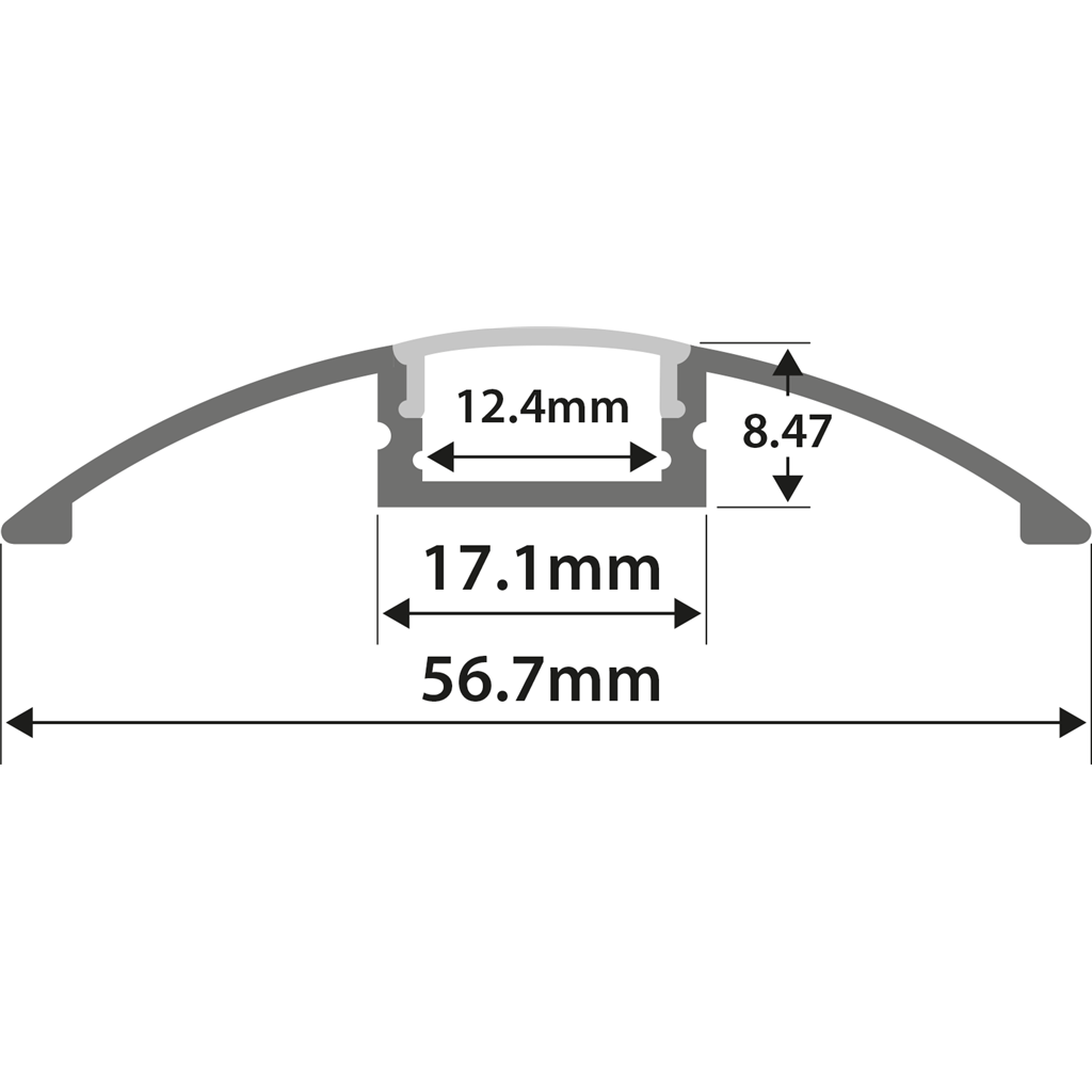 Aluminium LED Tape Profile - Raised Bar - 1m - AL1-B5712