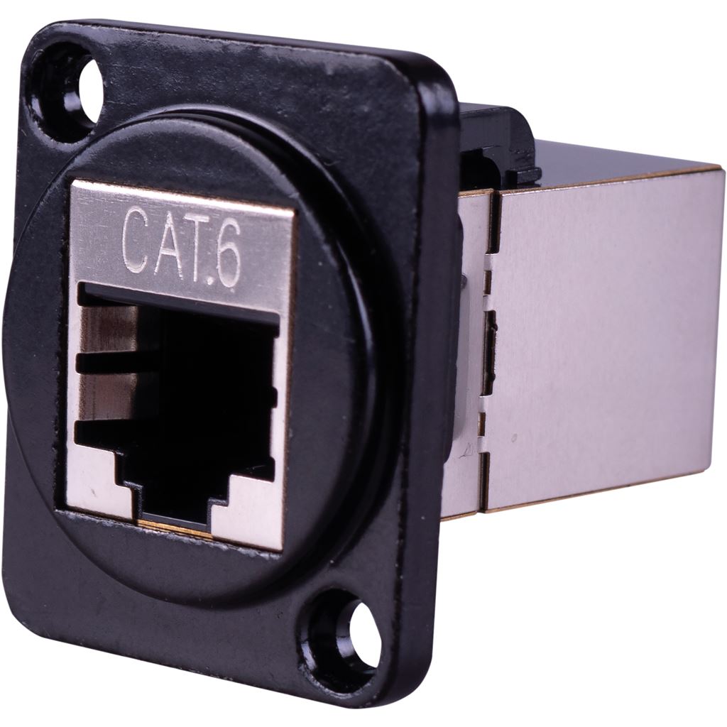 Chassis Mount D-Series Compatible Cat.6 Inline Shielded Feed Through Socket