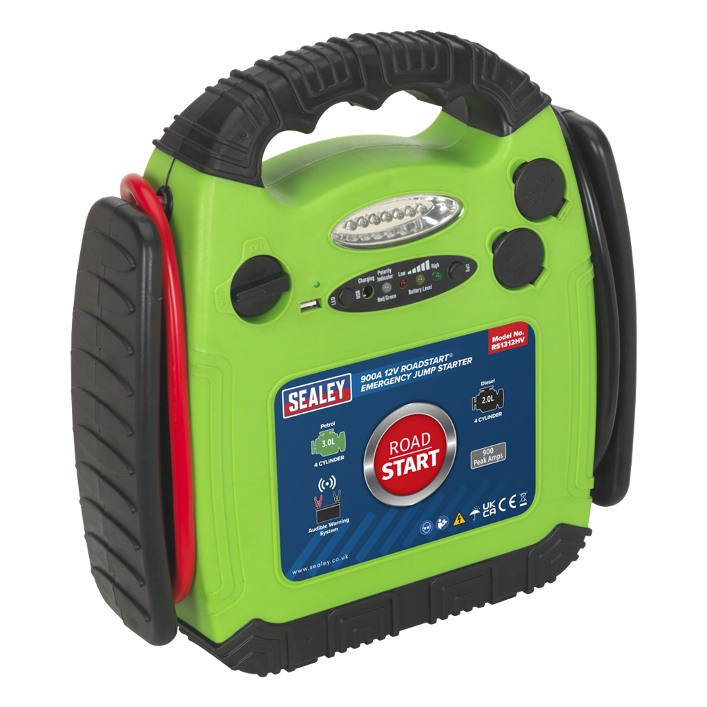 RoadStart&#174; Emergency Jump Starter 12V 900 Peak Amps Hi-Vis Green