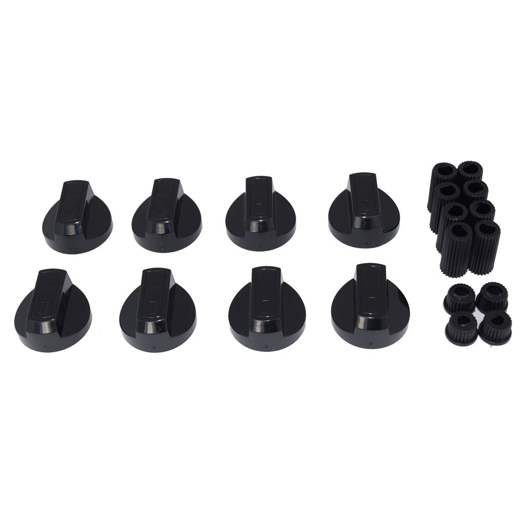 Universal Cooker Oven Grill Control Knobs And Adaptors Black Fits All Gas Electric x 8