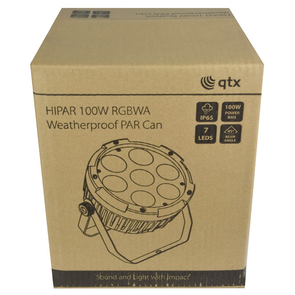 HIPAR-100: 100W Weatherproof RGBWA PAR Can - IP65 Light