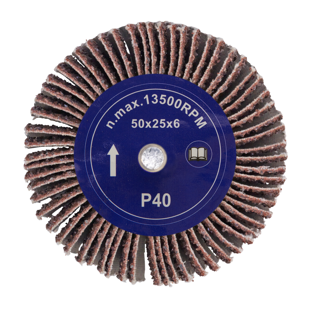 Flap Wheel &#216;50 x 25mm 40Grit 6mm Shaft