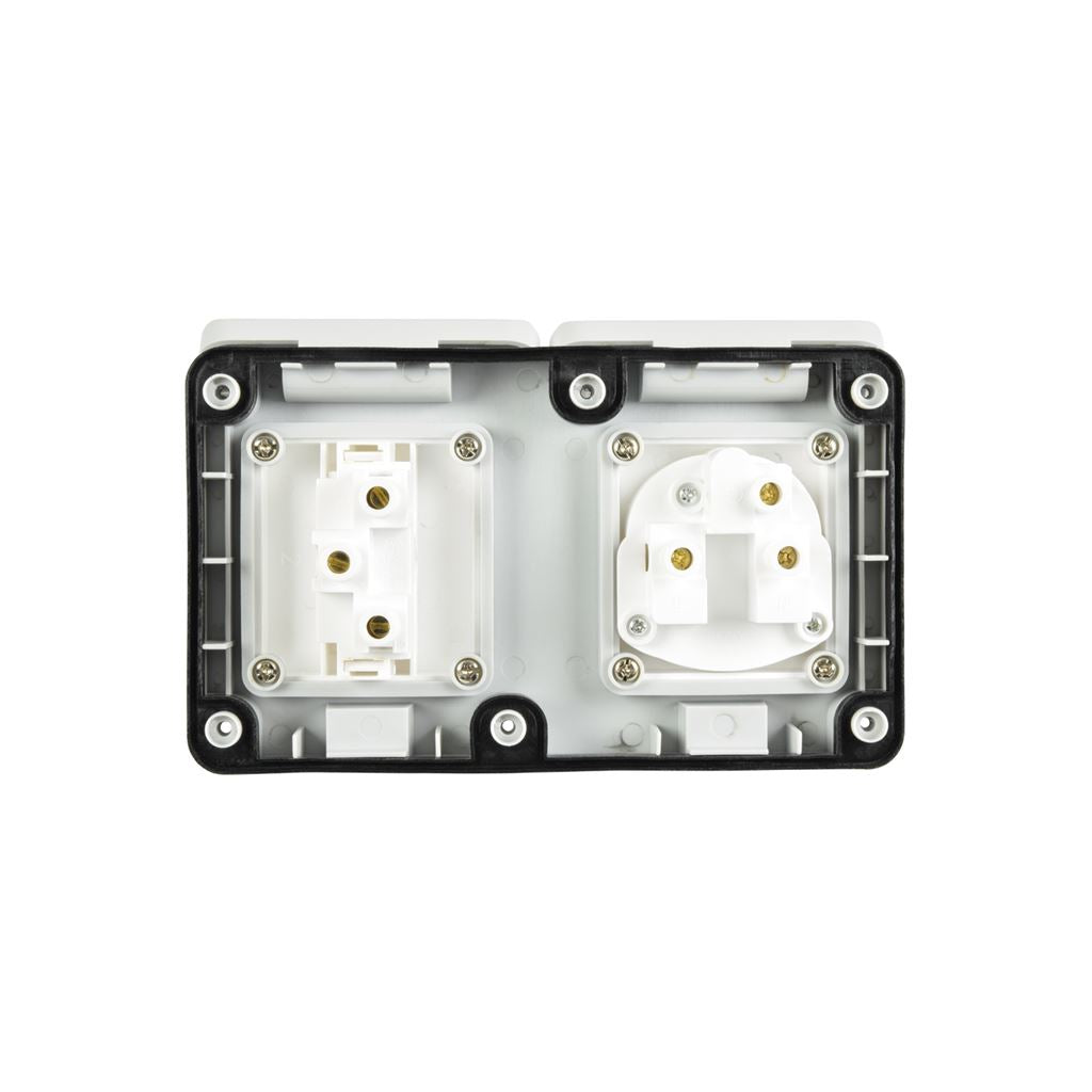 Weatherproof Outdoor Single Switch and Socket - IP55