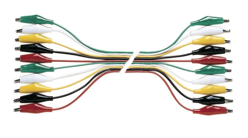 Set of 5 Pairs of Multi-coloured 0.3 m Test Leads with Crocodile Clips at Both Ends