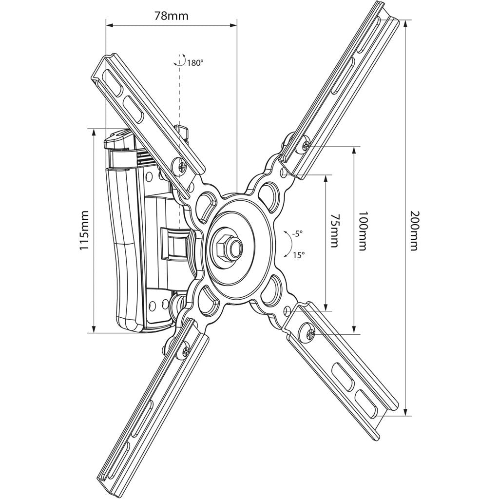 Compact Full Motion TV/Monitor Wall Mount Bracket - Vesa 200x200 13" 40" - HQS201