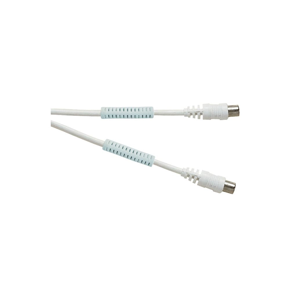 Standard Digital Coaxial Plug to Coaxial Plug TV and Video Lead with Ferrite Rings White