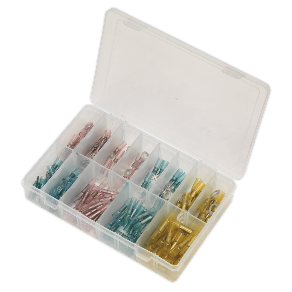 Adhesive Lined Heat Shrink Terminal Assortment 142pc - Blue, Red & Yellow