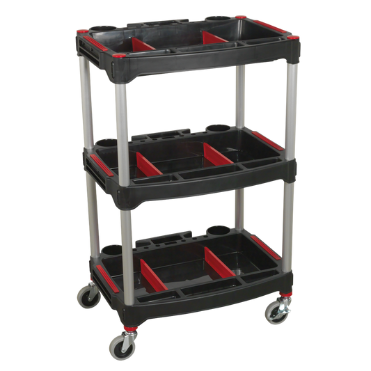 Workshop Trolley 3-Level Composite with Parts Storage