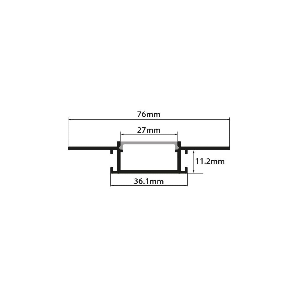 Aluminium LED Tape Profile Wide Flush Mounted Plaster-in - 1m