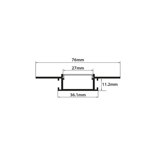 Aluminium LED Tape Profile Wide Flush Mounted Plaster-in - 1m