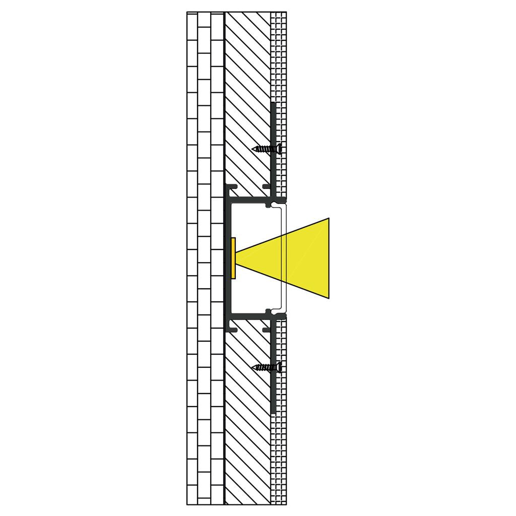 Aluminium LED Tape Profile Wide Flush Mounted Plaster-in - 2m