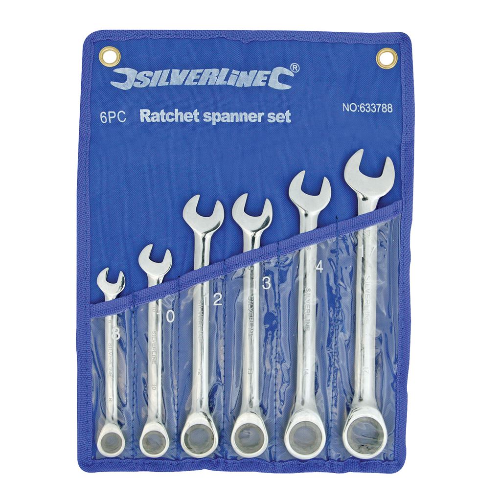 Silverline Fixed Head Ratchet Spanner Set 6pce - 8 - 17mm