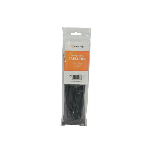 Cable Ties - 100Pcs - CTB25200 2.5 x 200mm, black bag of