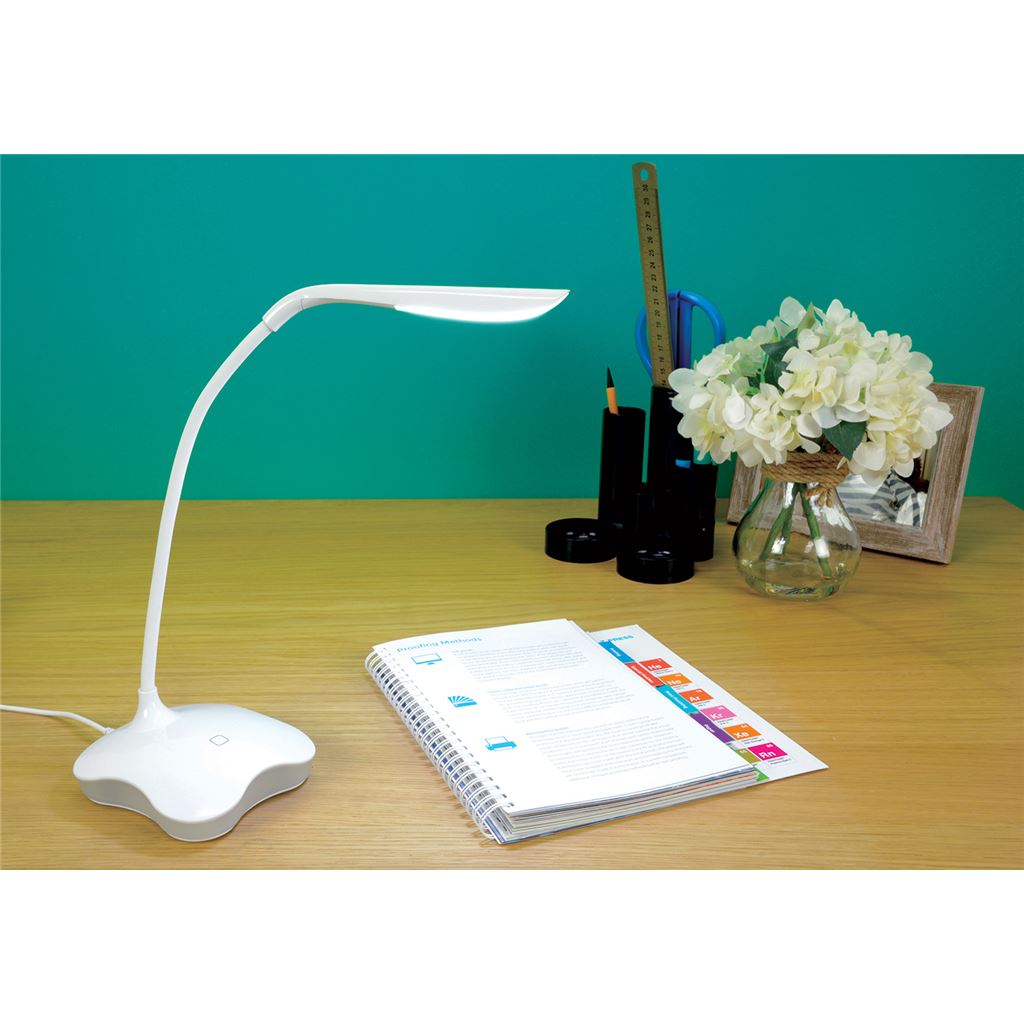 Touch Sensor LED USB Desk Lamp with Nightlight - White - USB-DW