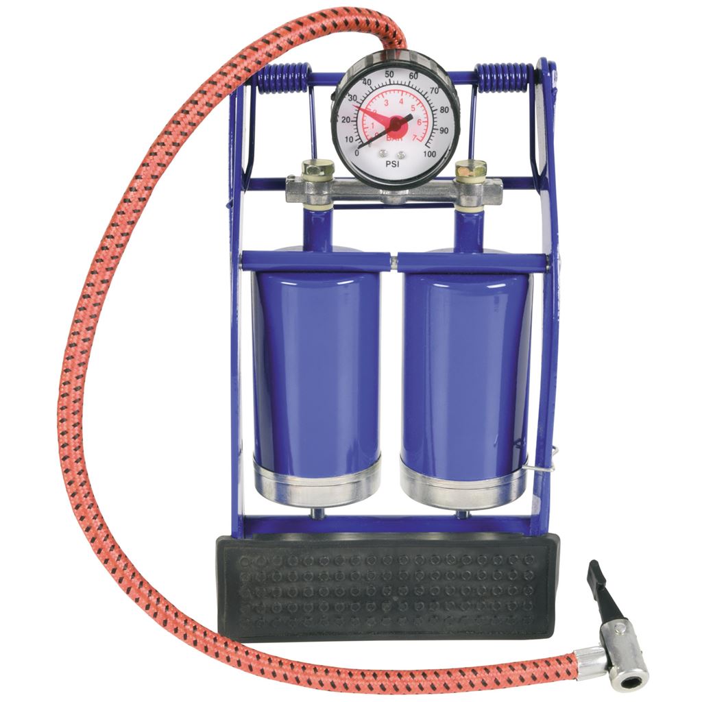 Double Barrel Foot Pump with Gauge