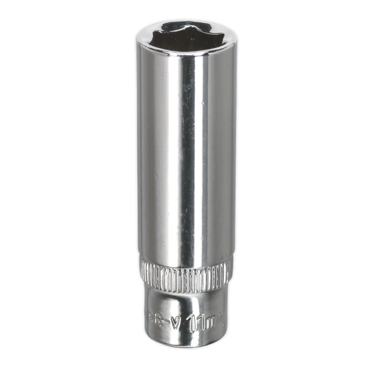 WallDrive&#174; Socket 11mm Deep 1/4"Sq Drive Fully Polished