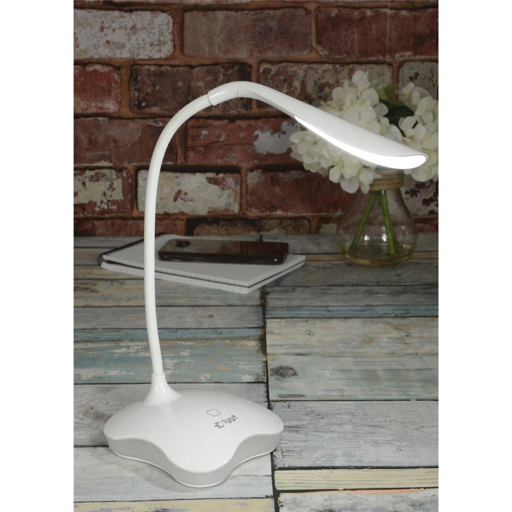 Touch Sensor LED USB Desk Lamp with Nightlight - White - USB-DW