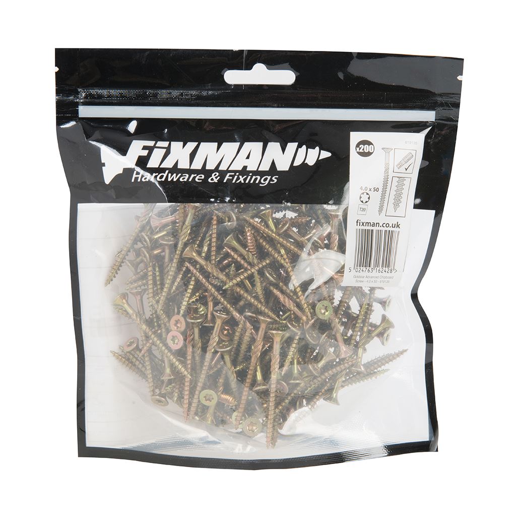 Fixman Goldstar Advanced Screws - 4 x 50mm 200pk