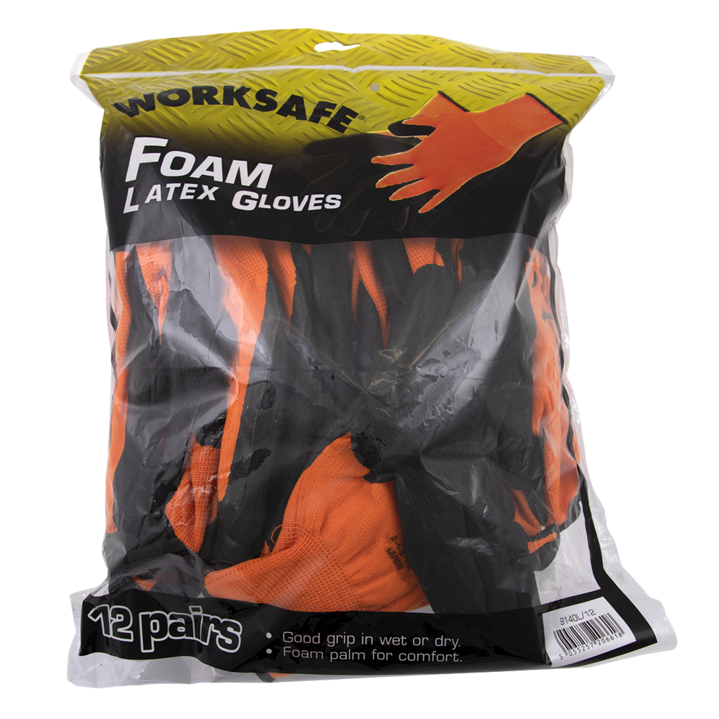 Foam Latex Gloves (Large) - Pack of 12 Pairs