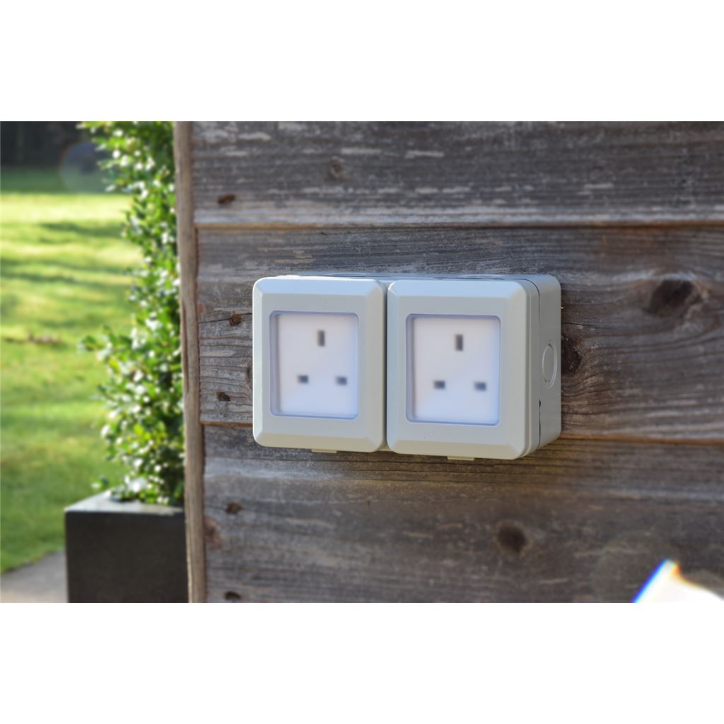 Weatherproof 2 Gang Outdoor Socket - IP55