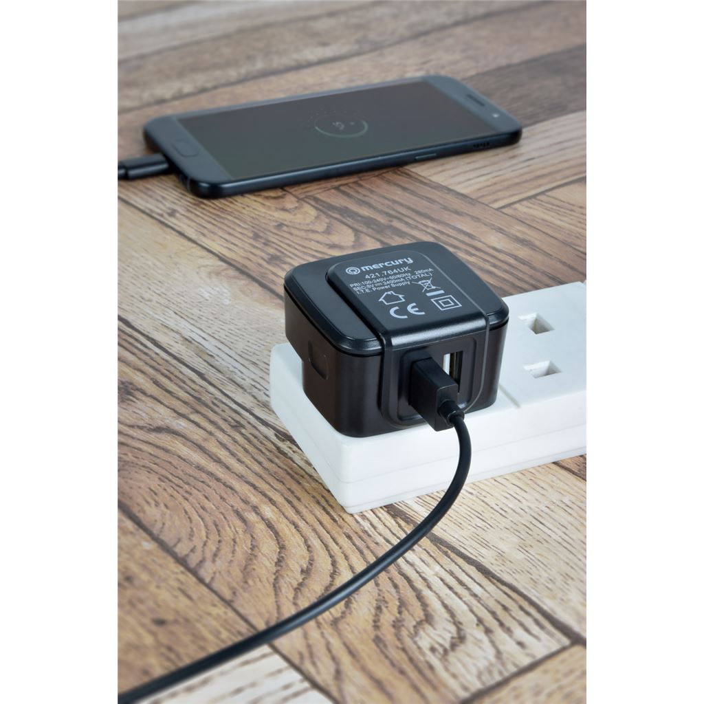 2 Port USB Mains Charger 2.4A - Twin - USB-UK224v2