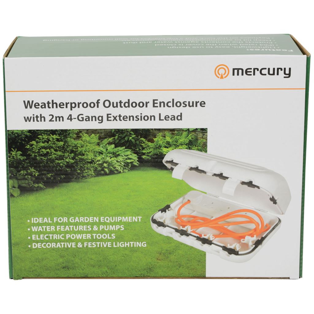 Weatherproof Outdoor Enclosure with 4-Gang 2m Extension Lead