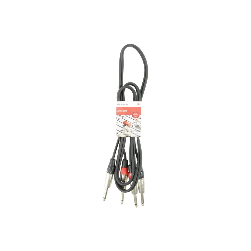 Classic Audio Leads 2 x 6.3mm Mono Jack Plugs - 2 x 6.3mm Mono Jack Plugs - 1.5m - 2M6J-J150