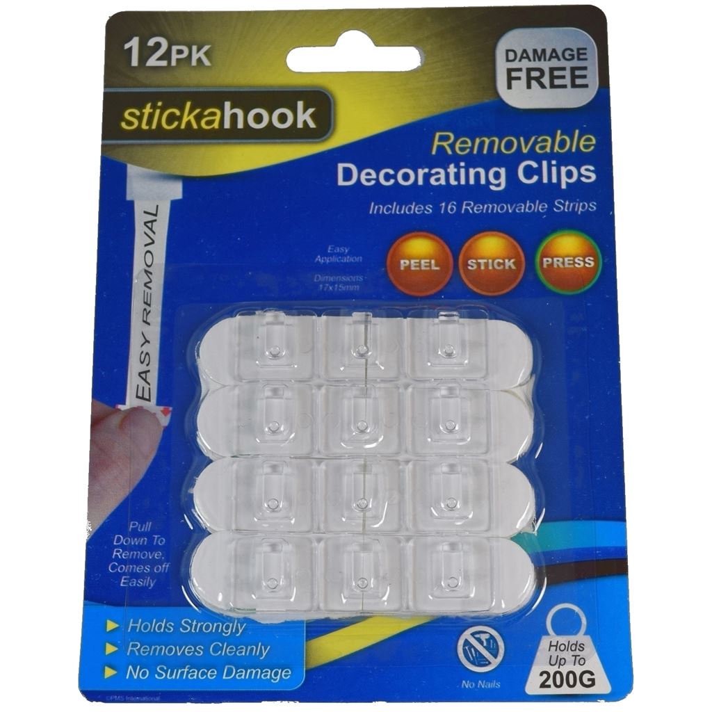 12 Pack Easy Application Removable Decorating Clips