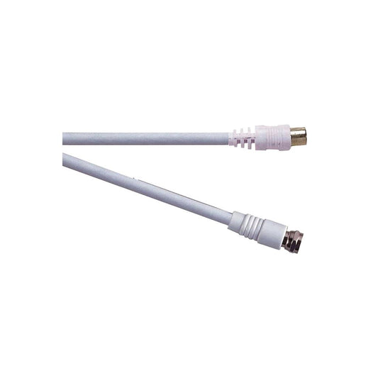 Standard F Type Plug to Coax Plug TV and Video Lead White