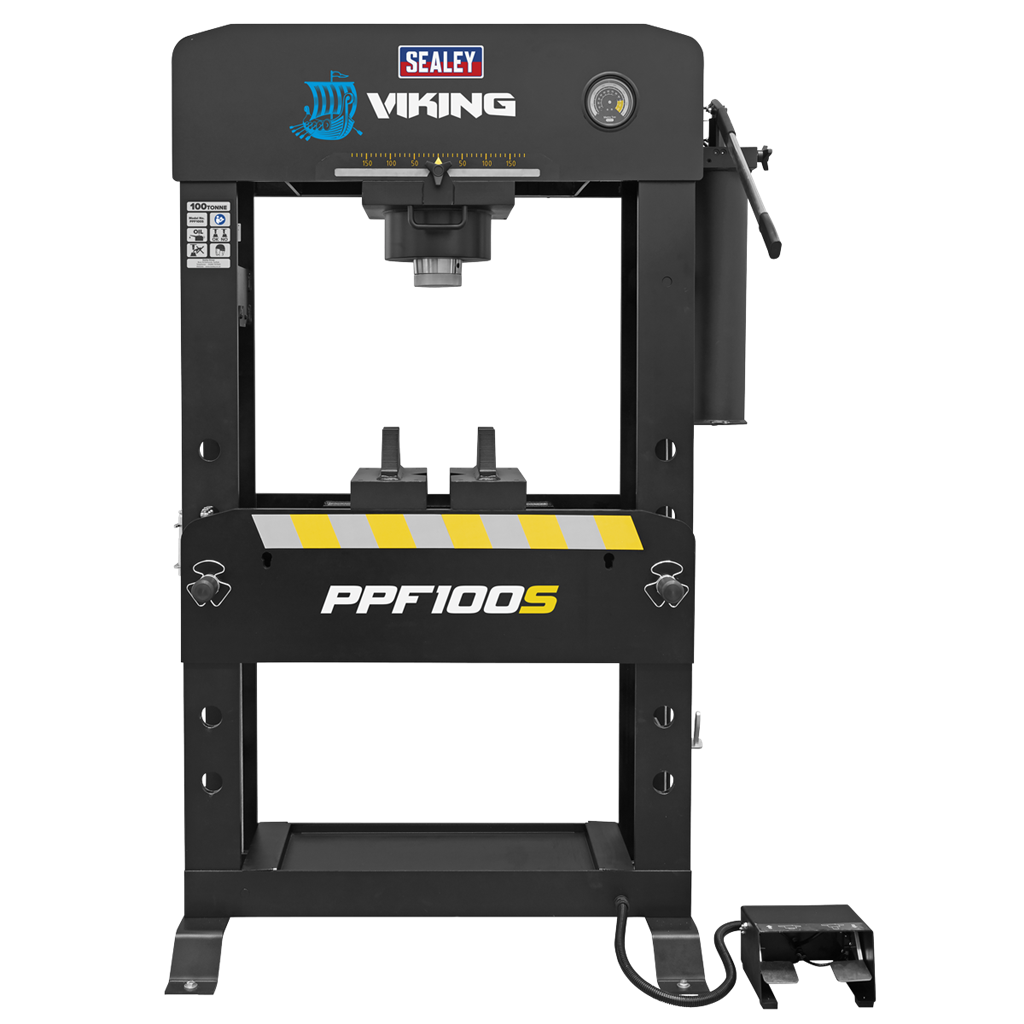 Viking Air/Hydraulic Press 100 Tonne Floor Type with Sliding Ram and Foot Pedal