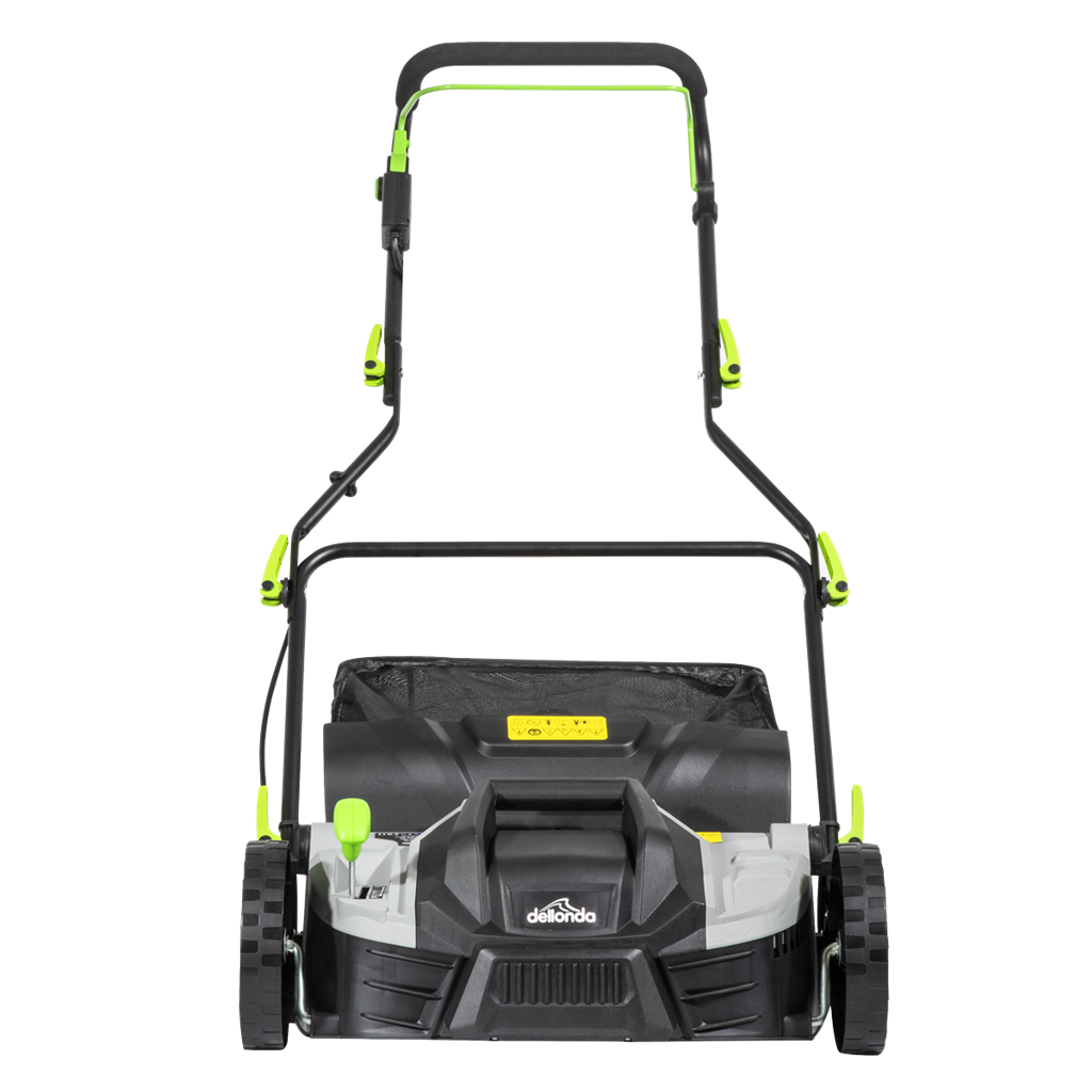 Dellonda 1500W Electric 2-in-1 Scarifier with 5-Heights, 36cm Cutting Diameter, 45L Grass Collection Bag, 10m Mains Cable, Hand Push