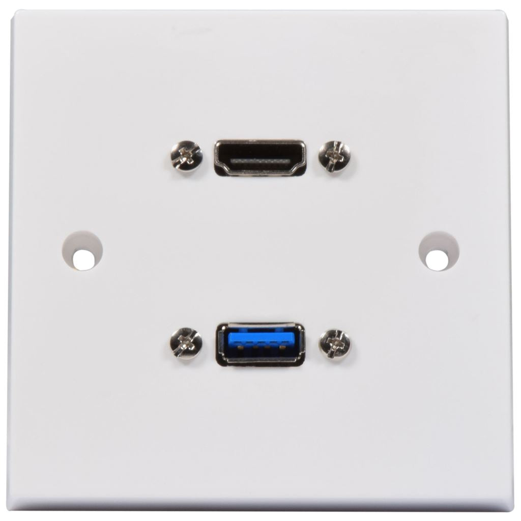 Multimedia Wallplate with 8K HDMI and USB3.0 Sockets