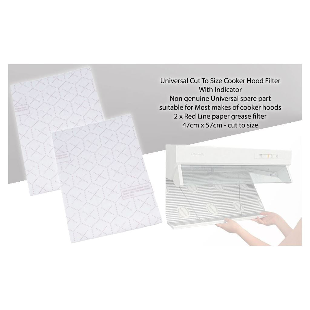Universal Cut To Size Cooker Hood Filters With Indicator - 2 Pack