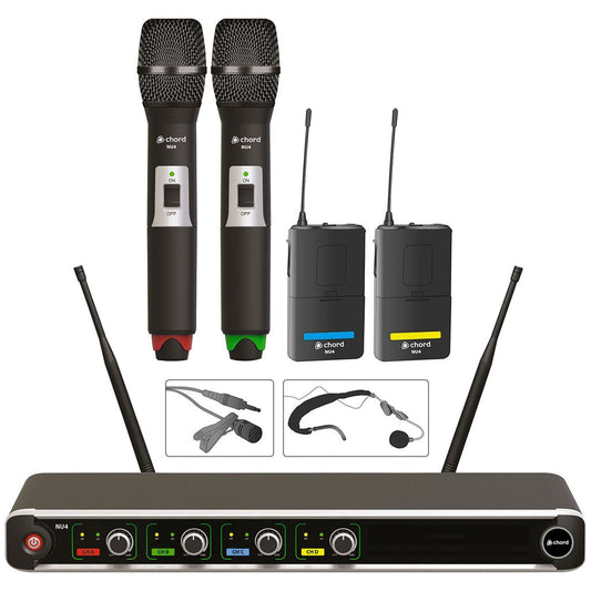 NU4 Quad UHF Wireless Microphone System - NU4-C - Combo