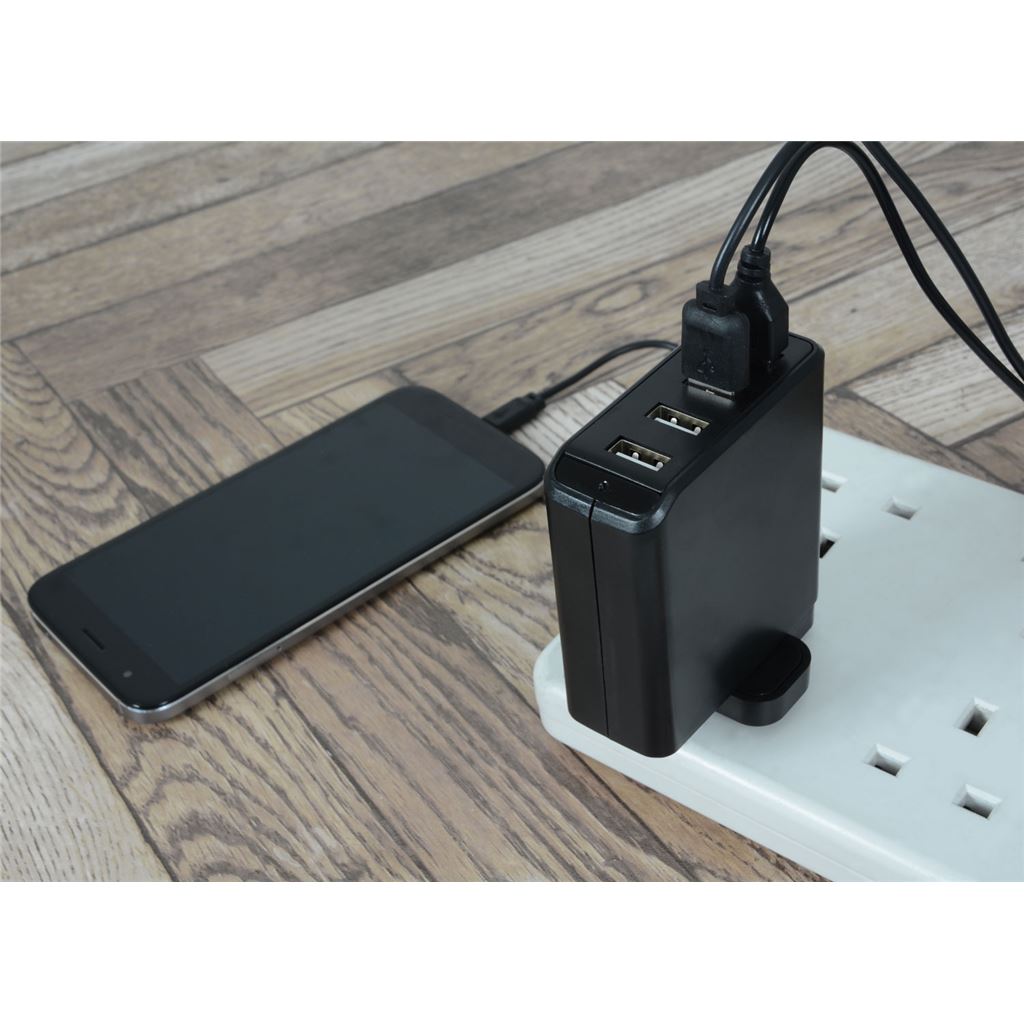 4 Port USB Mains Charger 4.8A - Quad - USB-UK448v2