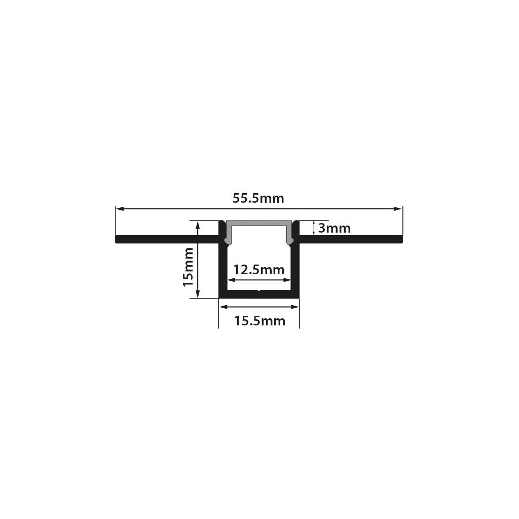 Aluminium LED Tape Profile Flush Mounted Plaster-in - 1m