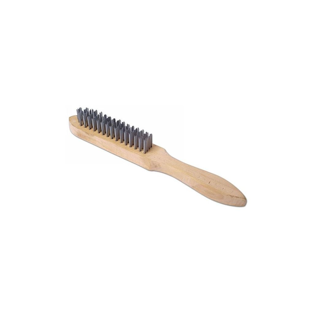 Wooden Handle Wire Brush - 4 Row