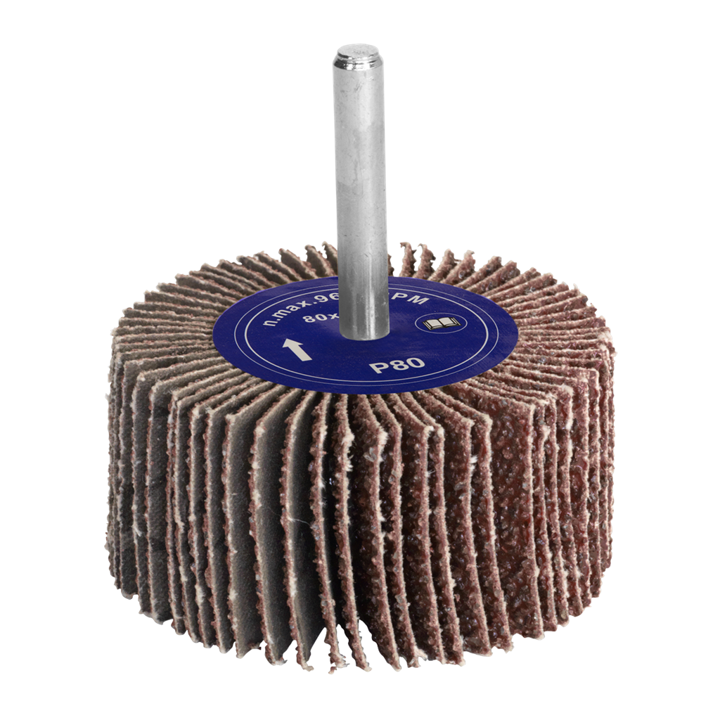 Flap Wheel &#216;80 x 50mm 80Grit 6mm Shaft