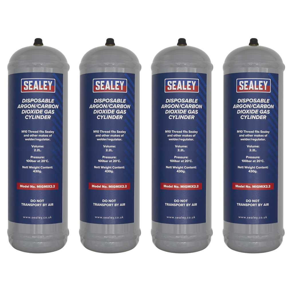 430g 2.2L, Disposable Argon/Carbon Dioxide Gas Cylinder - Pack of 4